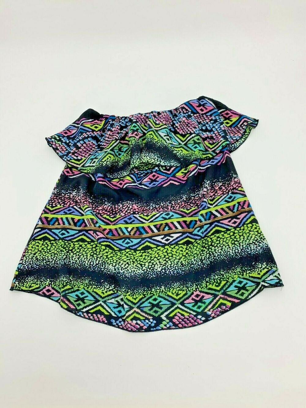 Ocean Drive Clothing Co. Neon Multicolor Printed Strapless Top Size Medium